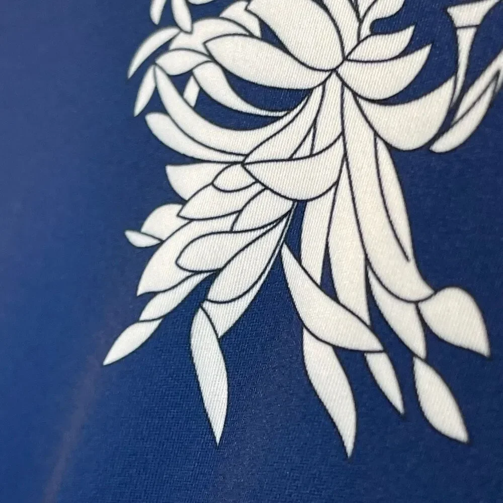 HOMEYEE Dress Size 2XL Blue White Floral Round Neck Midi A-Line Pleated Swing - Picture 13 of 16